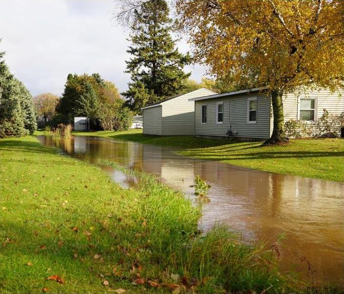 Land flooded with water due to heavy rain storms.